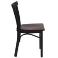 thumbnail image 2 of HERCULES Series Black Three-Slat Ladder Back Metal Restaurant Chair - Mahogany Wood Seat, 2 of 6