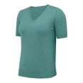 thumbnail image 5 of DondPO Women's T-Shirts Women's Round Neck Short Sleeved Loose T Shirt with A Knit Bottom Short top Shirts for Women Womens tops Green XL, 5 of 9