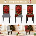 thumbnail image 2 of Christmas Chair Covers Set of 4, Red Bow and Wreath Dining Chair Slipcovers with Pinecones and Snowflakes, Stretchable Holiday Chair Protectors, 2 of 8
