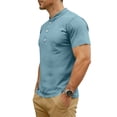 thumbnail image 3 of Dresfit Mens Henley Shirt Button Down Big and Tall Short Sleeve Shirts Summer 2026 Stretch Workout T Shirts Loose Fit Cotton Oversized Tees Light Blue L, 3 of 8