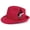 Red, variant on BadPiggies Elegant Fedora Hats for Men Women Short Brim Roll Up Cowboy Felt Hat with Feathers (Red)