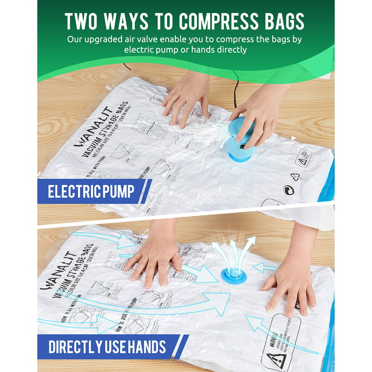 Vacuum Storage Bags, 10 Medium Space Saver Bags Vacuum Seal Bags with Pump