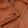 thumbnail image 5 of IROINNID Women's Faux Leather Jacket Notch Lapel Solid Color Long Sleeve Leisure Cool Jacket Zipper Fitted Coat Fall Short Jacket, Brown, 5 of 6