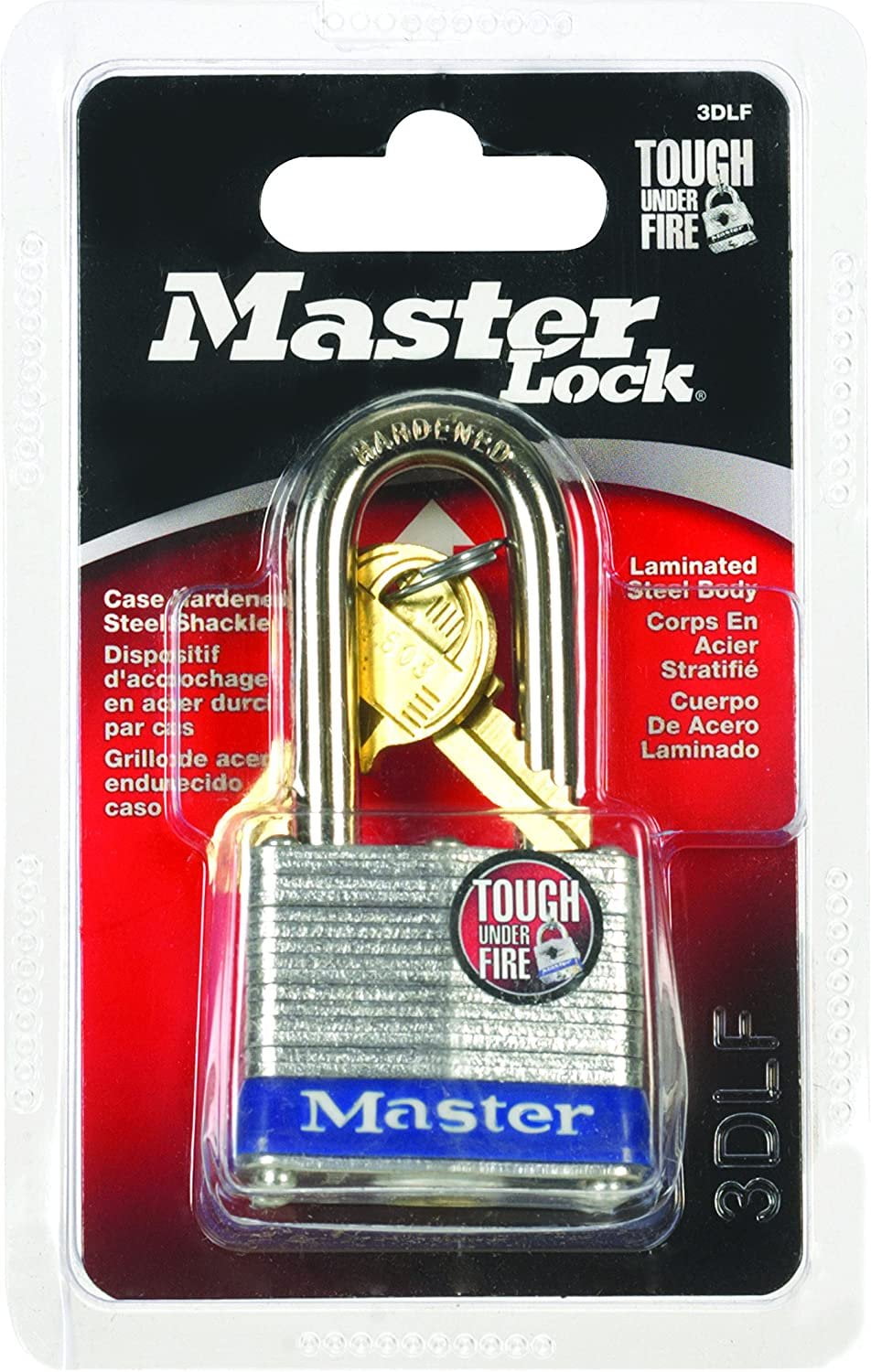 Master Lock 3DLF 11/2" No. 3 Long Shackle Laminated Padlock