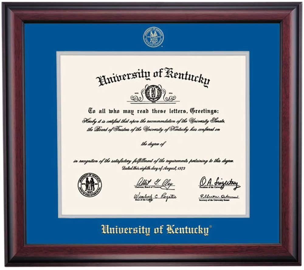 OCM Diploma Frame for University of Kentucky, 19" x 21" Frame, Embossed Royal Blue/Gray Mat