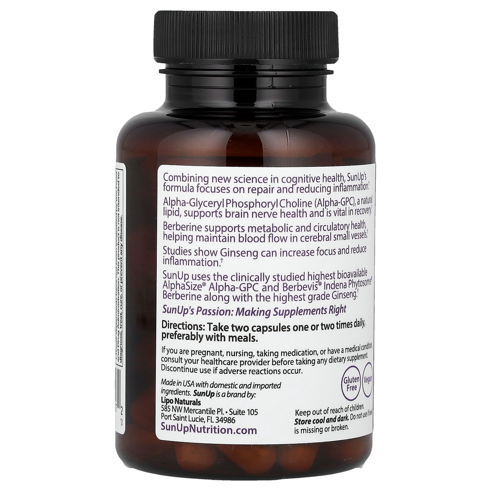 SunUp Cognition Support, 60 Capsules