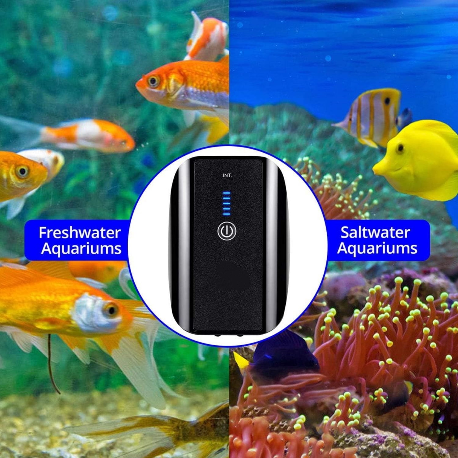 Air Pump Battery Rechargeable Fish Air Pumps Portable Bubbles Oxygen Pump Aquarium Aerator Fresh & Saltwater Aquariums Air Pumps with Air Stone, Tubes, USB Cable (5W for 1-160Gal Tank)