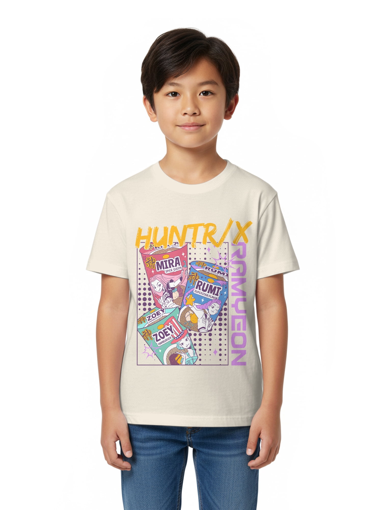 K-Pop Demon Hunters Boys' Graphic 2-Piece Set T-Shirts, Candy Pink and Light Birch, Sizes 4-18