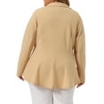thumbnail image 3 of Agnes Orinda Women's Plus Size Blazer Button Notch Panel Ruffle Peplum Blazers 4X Apricot, 3 of 6