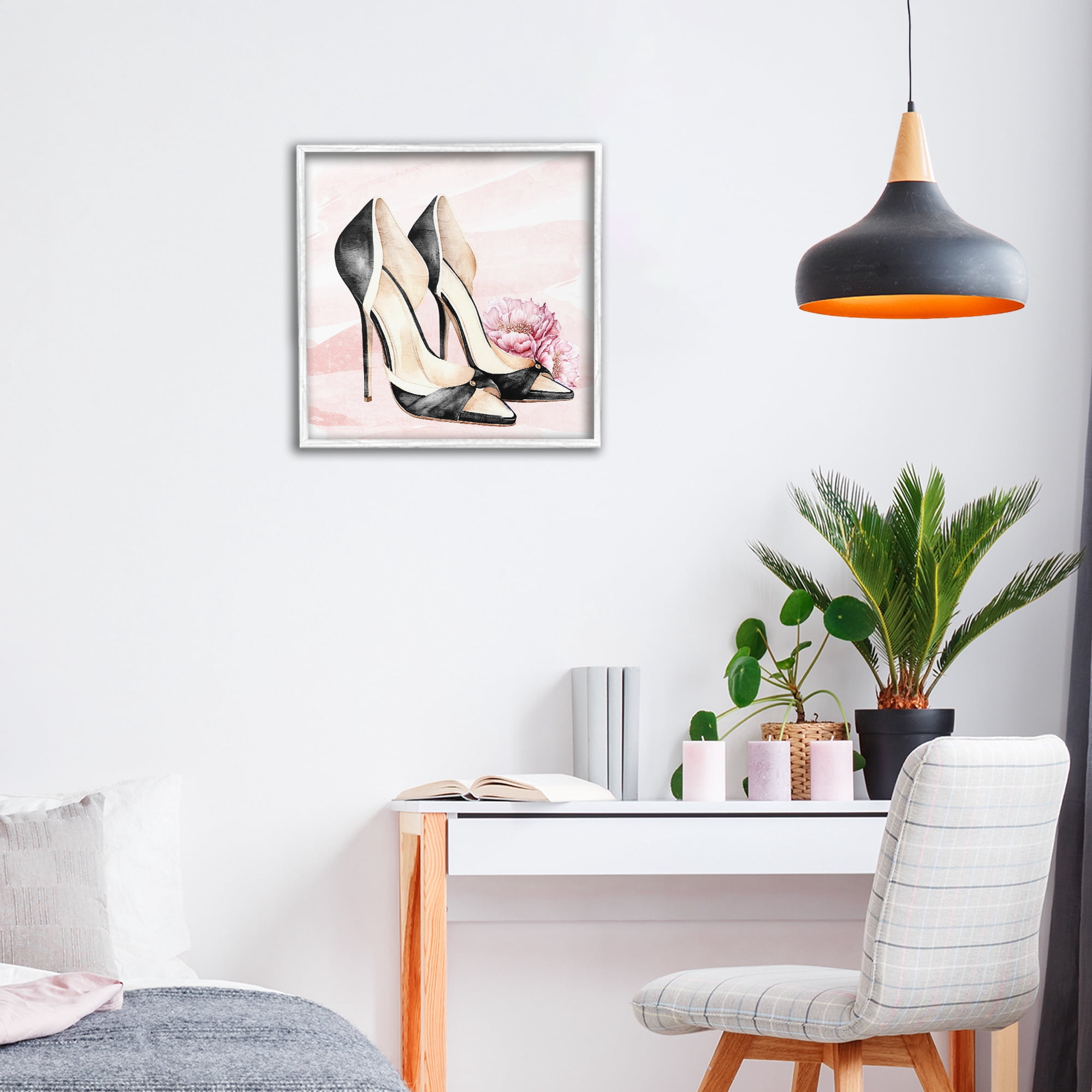 Stupell Industries Glam Time Heels White Framed Giclee Art, design by Kim Allen
