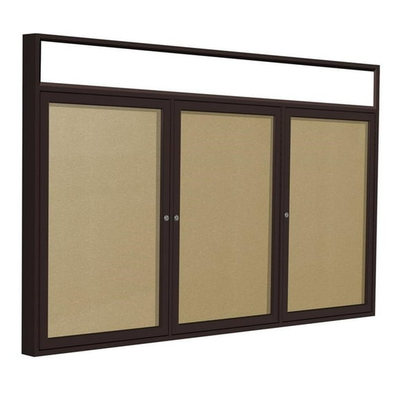 Ghent's Vinyl 36" x 72" 3 Door Enclosed Headliner Bulletin Board in Caramel