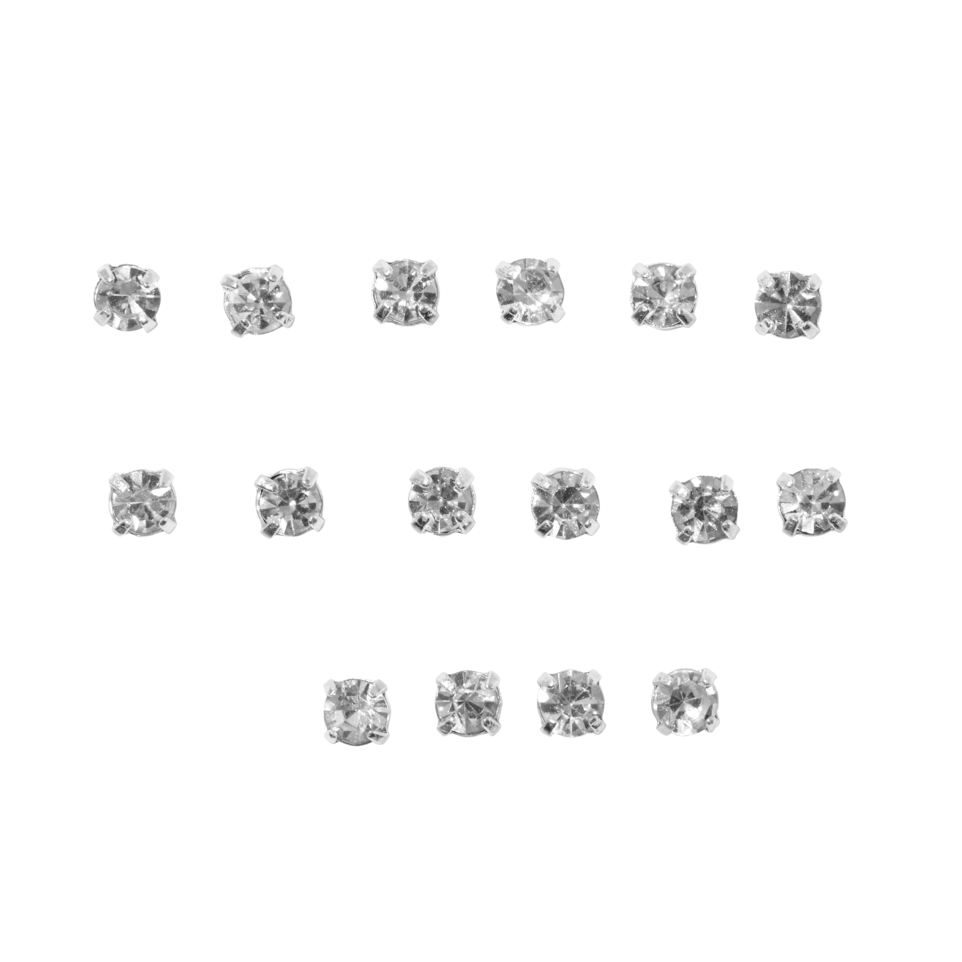 Claire's Teen Girls Clear Round Cubic Zirconia Stud Earrings, 4mm, 8-Pack