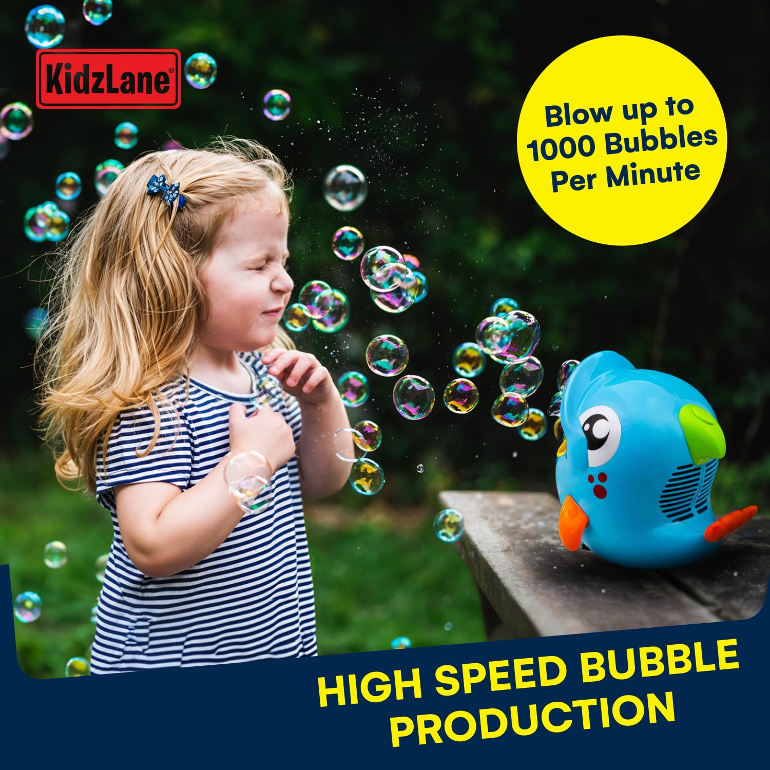 Kidzlane Bubble Machine | Bubble Blower for Big Bubbles 500-1000 Bubbles Per Minute