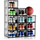 thumbnail image 1 of Paquete de 12 organizadores de almacenamiento de zapatos transparentes grises, cajas apilables para clóset, caja de zapatos de plástico frontal con puerta gris, fácil de montar, 1 of 4