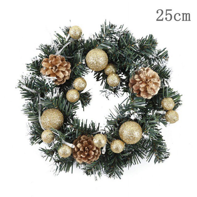 Christmas Wreath With Battery Powered LED Light String Front Door Hanging Garland Holiday Home Decorations