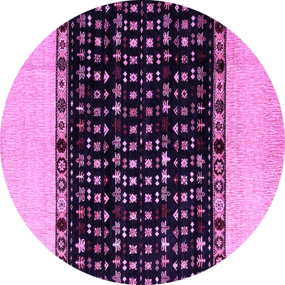 Ahgly Company Indoor Round Abstract Purple Modern Area Rugs, 5' Round