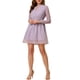 thumbnail image 1 of Vestido de fiesta de manga larga con escote en V y falda acampanada para mujer Inspire Chic, color lavanda con estrellas doradas, 1 of 6