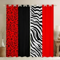Manfei Red Cheetah Print Blackout Curtains Set of 2 (52x84 Each), Fashion Leopard Zebra Window Curtains, Abstract Stripes Curtains and Drapes, Curtains Blackout Home Decor