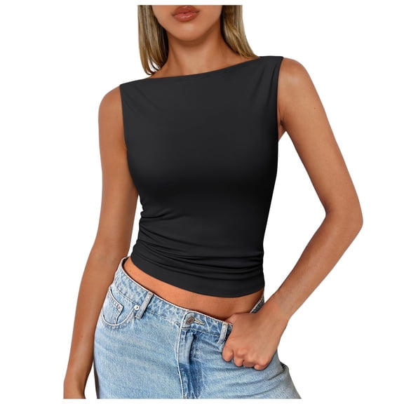 WEIWEN Womens Tank Tops Summer Fashion Clothing Athletic Sleeveless Basic Crop Tops Slim Fitted Fitness Workout Cami Shirts Black, XL