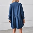 thumbnail image 4 of Women's Loose Buttoned Denim Dress - Solid Color, Washed Patchwork, Mid-Length, Lapel Collar - S-XL Sizes, 4 of 5