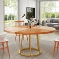 Tribesigns Modern 47-Inch Round Dining Table, Seats 4, Faux Marble Top ...