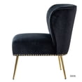 thumbnail image 3 of Velvet Accent Chair with Golden Legs, Comfortable Cushion Vanity Side Chair for Bedroom Living Room, BLUE, 3 of 9