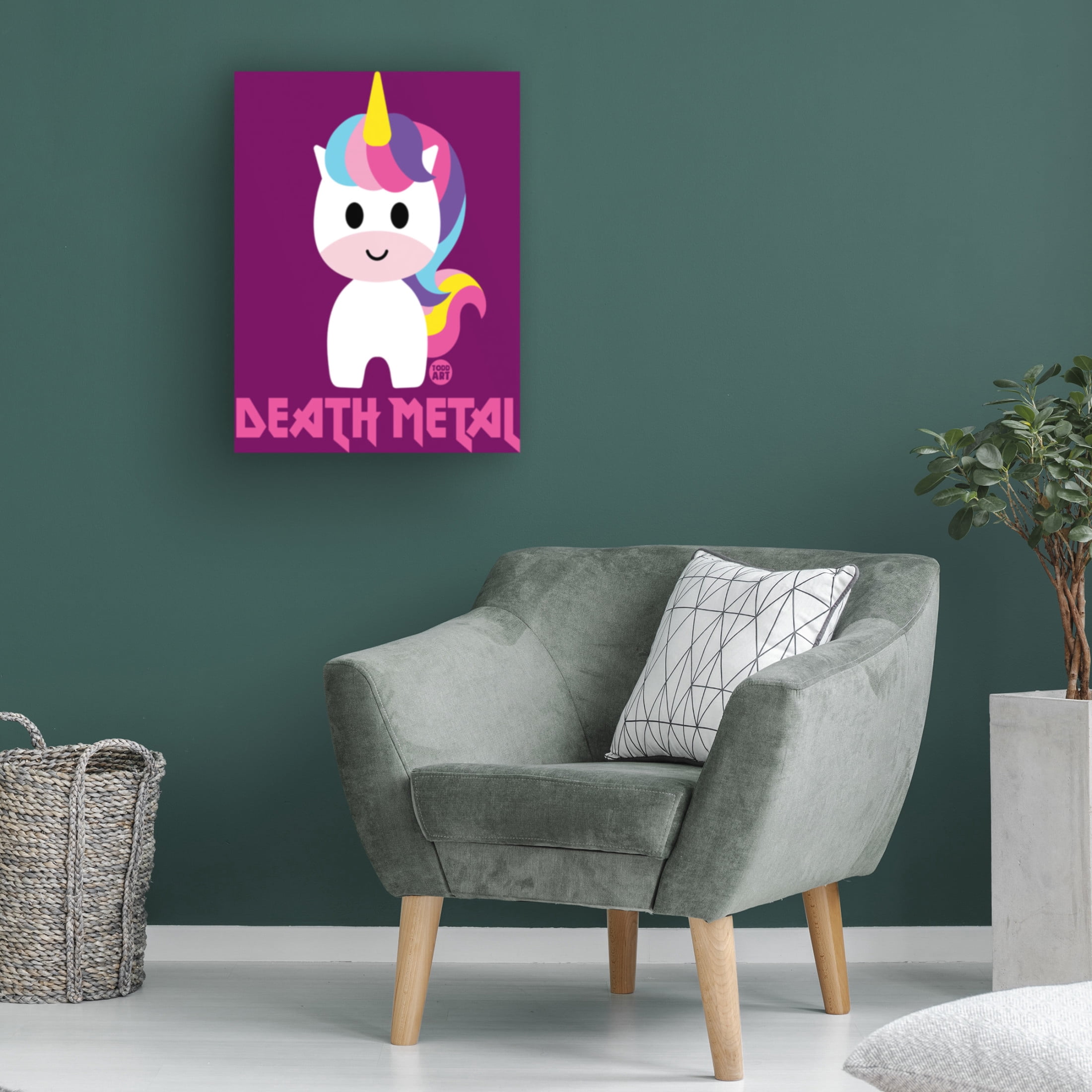 Canvas Wall Art - toddart 'Death Metal Unicorn' Wall Art for Living Room, Bedroom, or Office Décor by Trademark Fine Art - 14 x 19 Inches