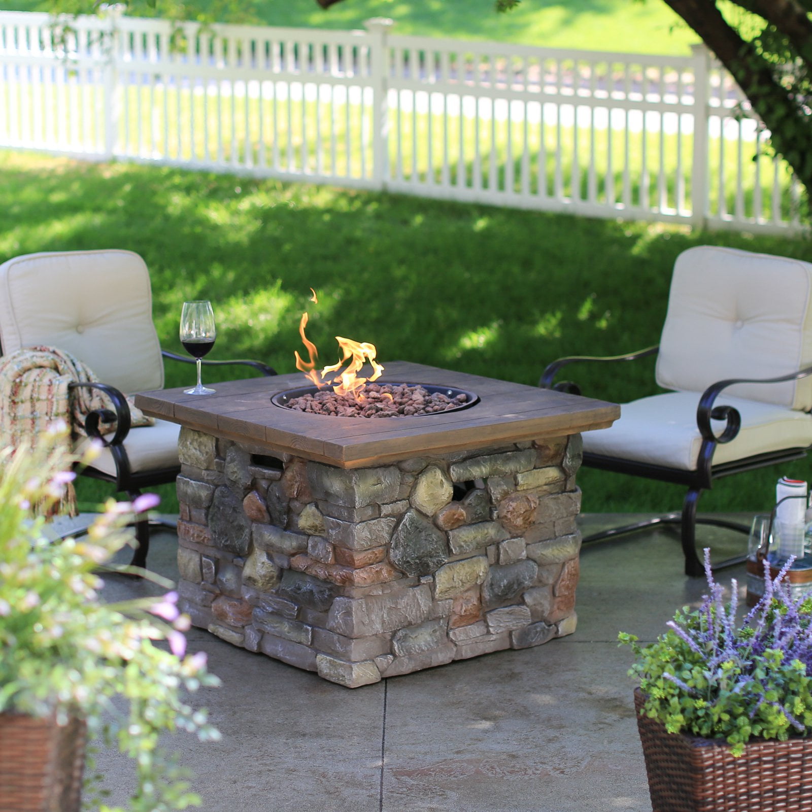 Red Ember Sheridan 35 In Square Fire Pit Table With Free Cover Square Fire Pit Table With Free Cover Com