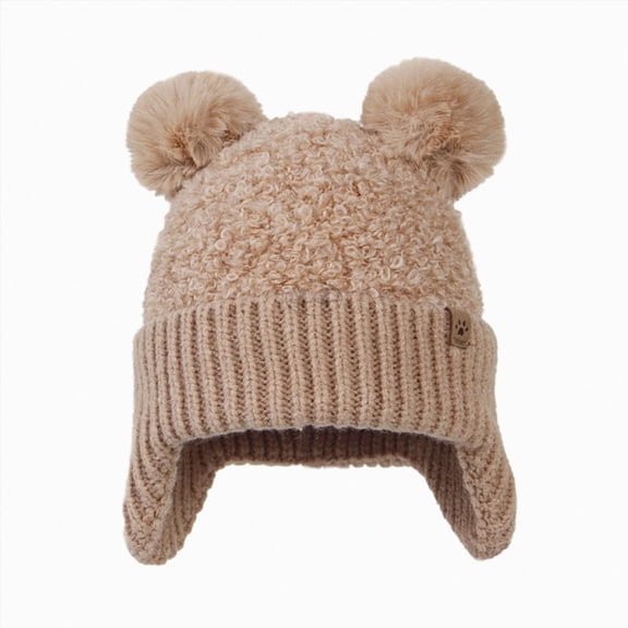 Beanie Knit Hats Infant Baby Girls Boys Soft Warm Knit Hat Kids Winter Hat With Fleece Earflap Scarf Hood Hat