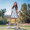 thumbnail image 3 of COEQINE Easter Bunny Egg Polka Dot Blue Print Tennis Dress for Women with Shorts 2 Pockets Breathable Lightweight Athletic Dresses with Sleeveless and V-Neck, XS, 3 of 7