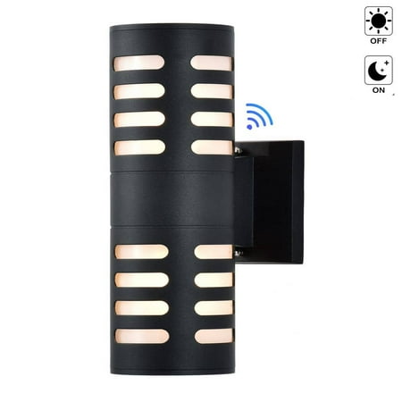

Black Motion Sensing Dusk to Dawn Outdoor Hardwired Cylinder Wall Lantern Scone with No Bulbs Included