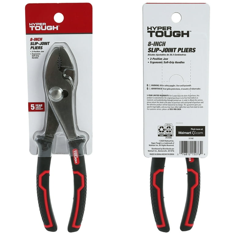 Hyper Tough 8-Inch Slip-Joint Pliers with Ergonomic Comfort Grips