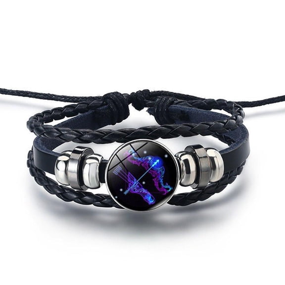 12 Zodiac Bracelets Set - Tw Zodiacs Design, Professional-grade PU Cords, Adjustable Clasp, Perfect for Astrology Lovers