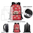 thumbnail image 6 of KUIFORTI Cute Puppy Print Kids Big Capacity Backpack 17 Inch Schoolbag Container Bag with Multi-pockets and Adjustable Strap Foam Padding, Red, 6 of 6