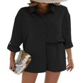 thumbnail image 1 of Trendy Button Down Shirt and Shorts Set for Women, 1 of 5