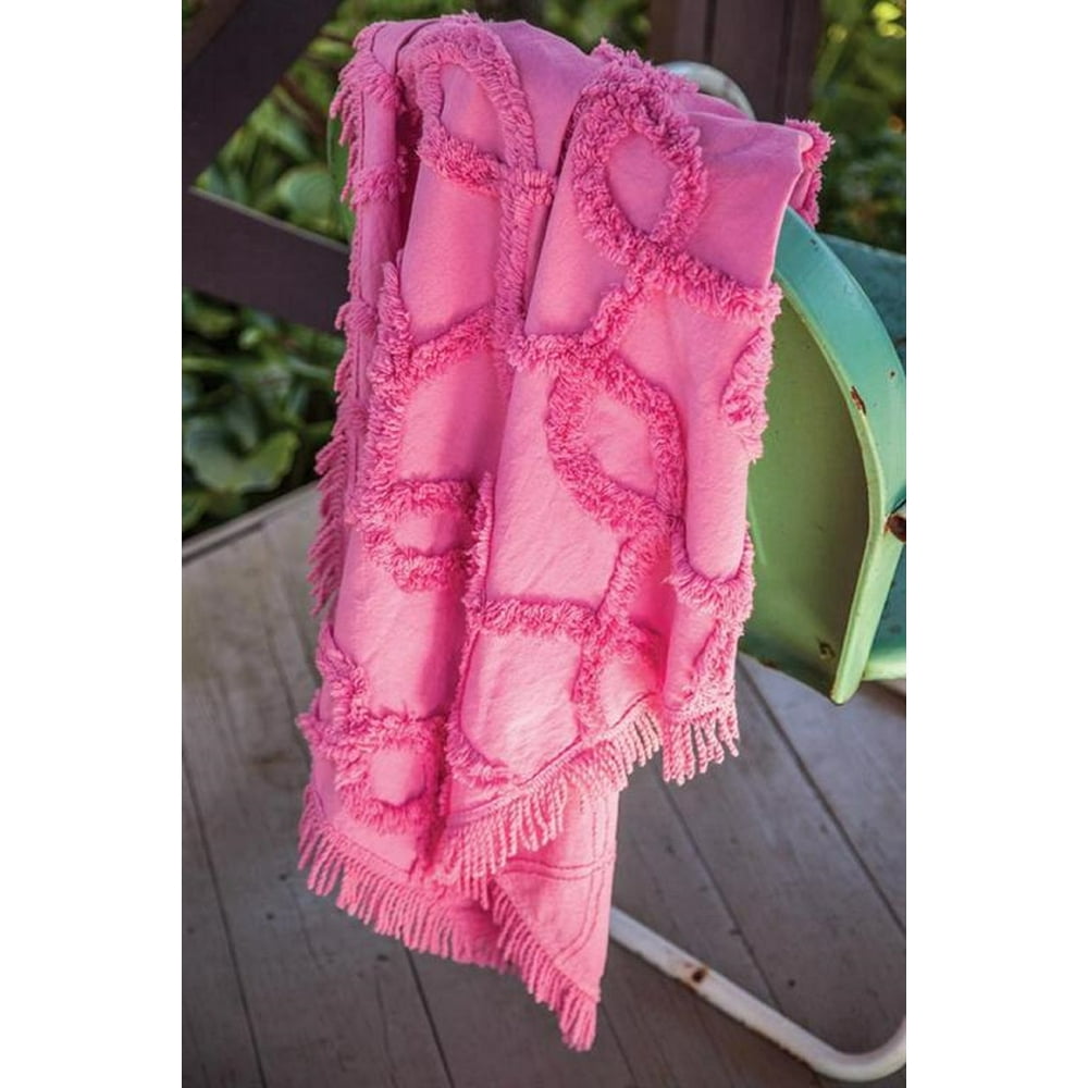 Fuschia Pink Cotton Tufted Fringed Throw Blanket 30" x 40" Walmart