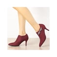 thumbnail image 6 of BLISSFUL STEP Women's Pointed Toe Bow Decor Stiletto Heel Ankle Boots Burgundy 8, 6 of 8