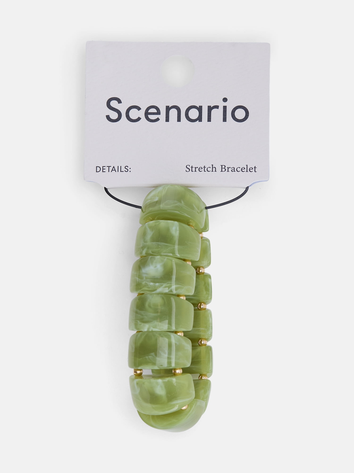 Scenario Women's Green Marbled Resin Stretch Bracelet