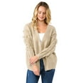 thumbnail image 2 of Excellentop Women's V Neck Open Front Frayed Fringe Cardigan Plunge Sweater with pockets, 2 of 5