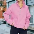 thumbnail image 2 of Stand Collar Fall Clothes Half Zip Women Solid Color Daily Outfit (Coffee XL), 2 of 6