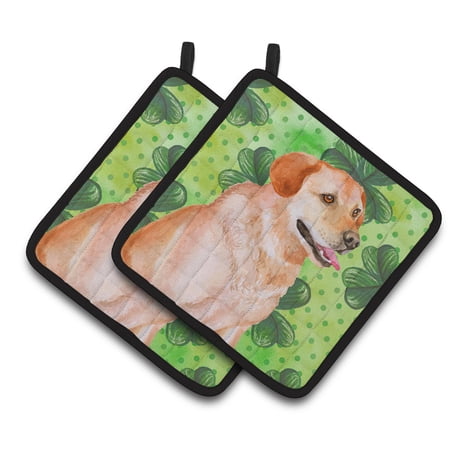 Caroline s Treasures Labrador Retriever St Patrick s Pair of Pot Holders