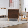 thumbnail image 6 of SYNGAR Mid-Century Accent Chair, Modern Wood Armchair with Waist Cushion for Bedroom, Reception Room and Living Room, Reading Armchair for Sunroom, 22.8" Spacious Seat, Brown, 6 of 8