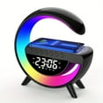 thumbnail image 5 of 1pc Rhythm RGB IC Light, Smart Ambient Lighting With Speaker Wireless Charger Alarm Clock White Noise Music Sync Dream Color Changing Dimmable Table Desk Bedside Night Light, Mood Atmoshphere Lamp, 5 of 11