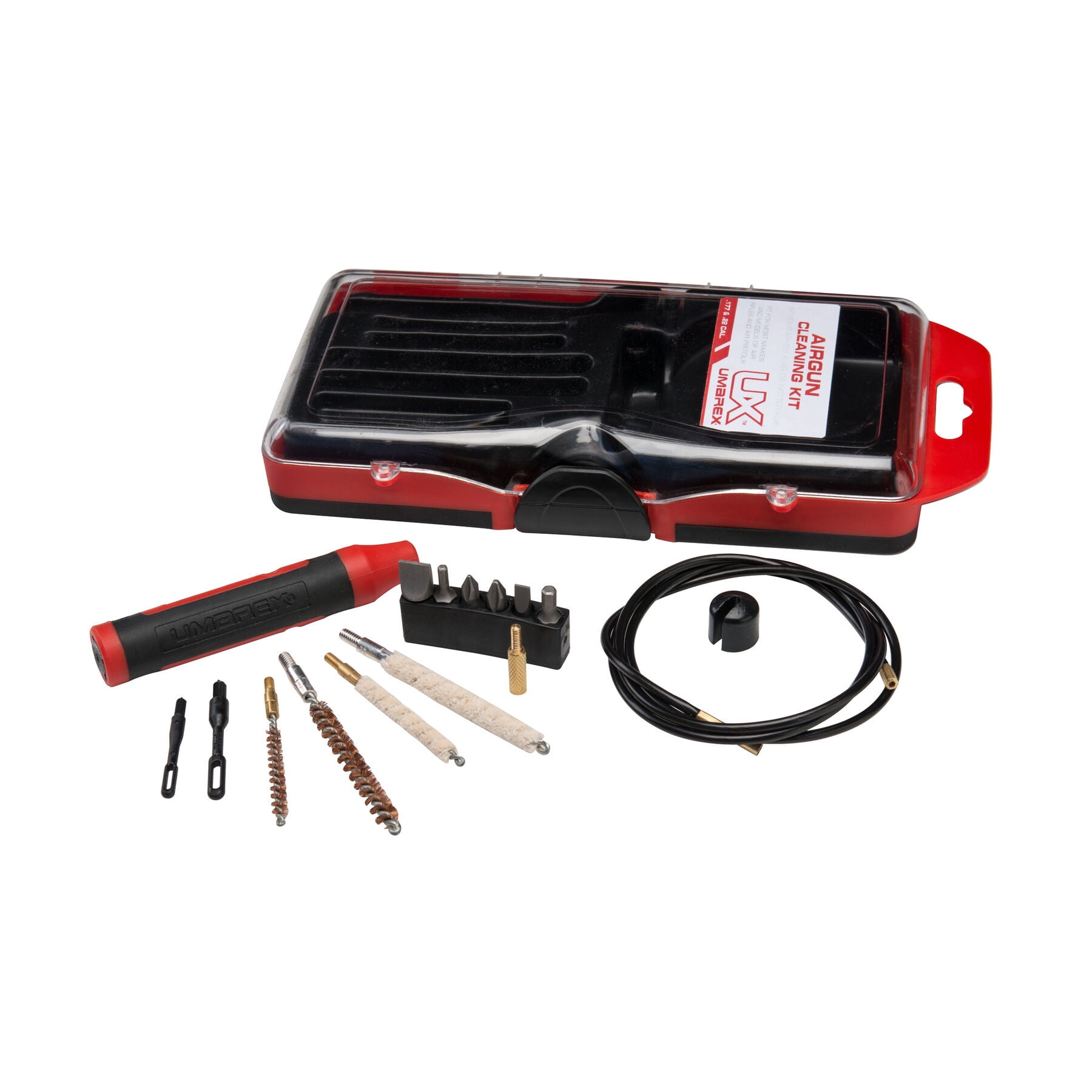 Umarex 40-Piece Air Gun Cleaning Kit for .177 and .22 Caliber, Steel, Nylon, and Cotton Materials with Carry Case