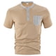 thumbnail image 3 of Playeras Elvqul para Hombre Algodón Cao Casual Elástica Manga Corta de Bloques de Color Cuello Redondo Botones, 3 of 4