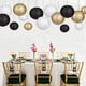 thumbnail image 3 of Set de faroles decorativos de papel zilue, negro, dorado y blanco, 15 unidades, 3 of 7