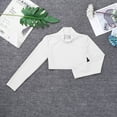 thumbnail image 3 of Rswnyirn Big Girls' Mock Neck Long Sleeve Gymnastics Ballet Dance Crop Top Athletic Top Ivory 6, 3 of 7