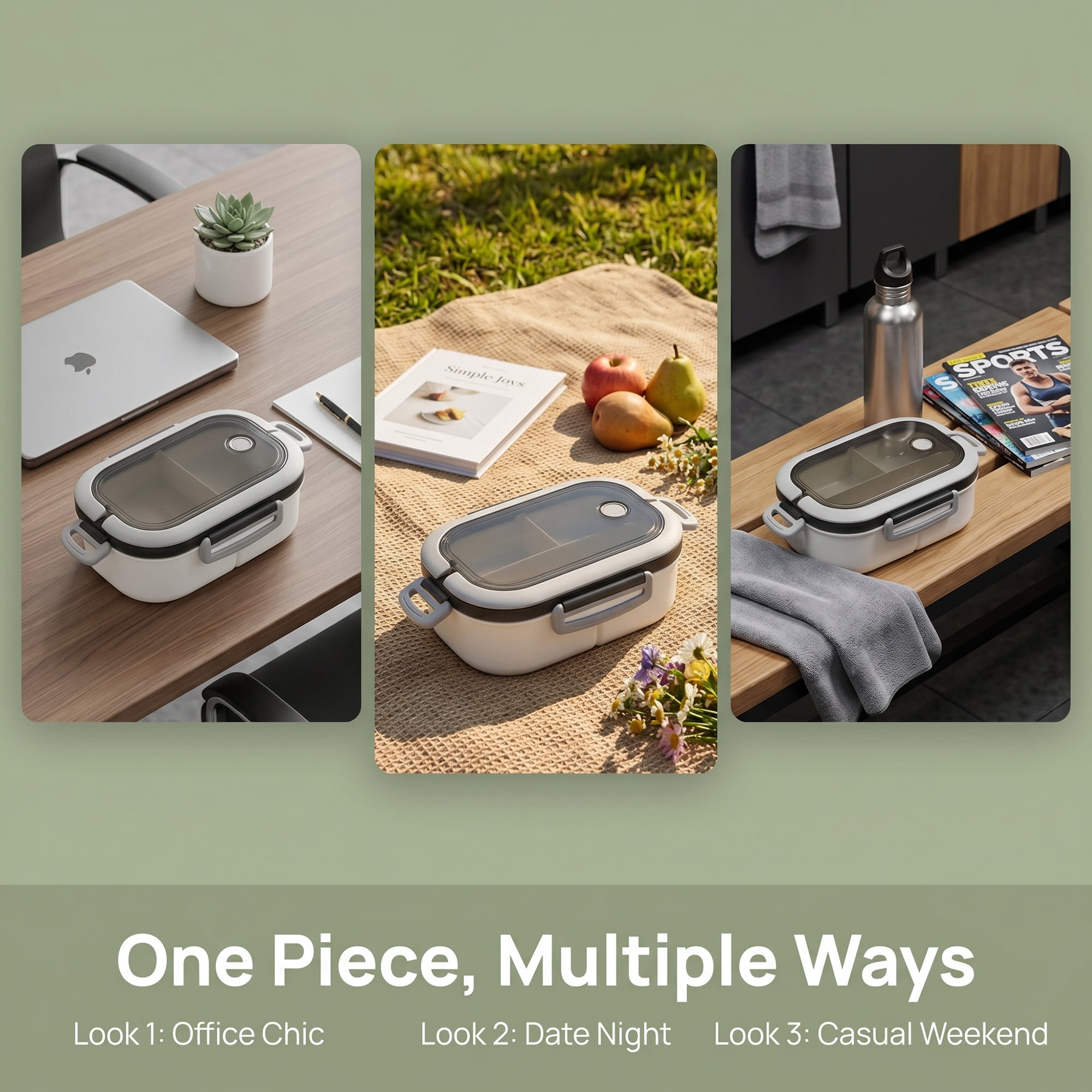 Unique Bargains Double-Layer Leak-Proof Meal Lunch Bento Box White