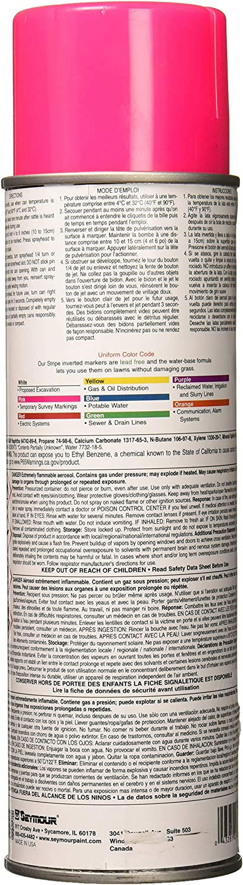 Seymour Stripe 3-Series Fluorescent Pink Inverted Ground Marking Paint - Fast Dry For Overhead Pipes & Ducts (15oz, Pack Of 4) - View #7