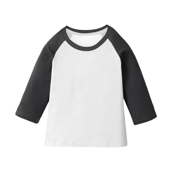 ZACPNCV T Shirts for Teen Girls Raglan 3/4 Length Sleeve Cute Clothes Fall Round Neck Tops Comfy Elbow Sleeve Shirts Dark Gray 3-4 Years